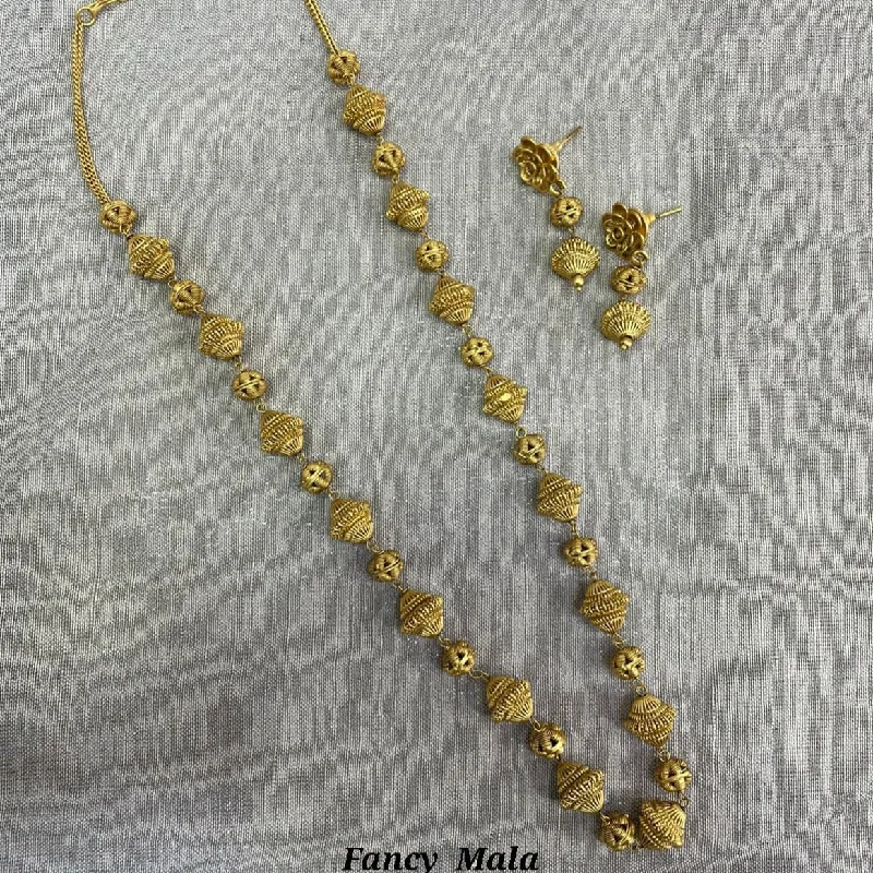 Modern Diamond Necklaces-Jyoti Arts Gold Plated Beads Long Necklace Set