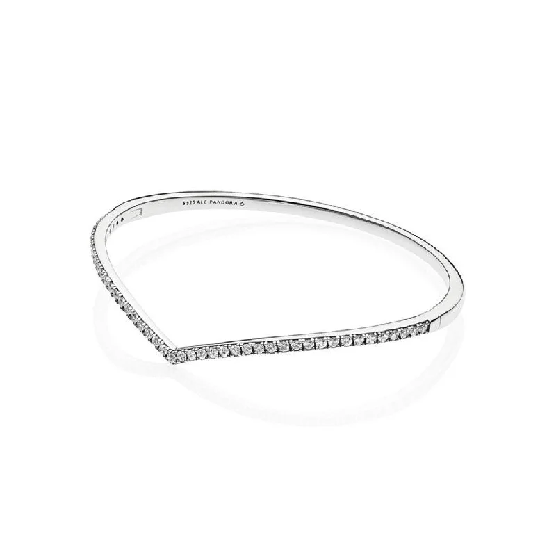 Silver Heart Bracelets-PANDORA : Shimmering Wish Bangle Bracelet