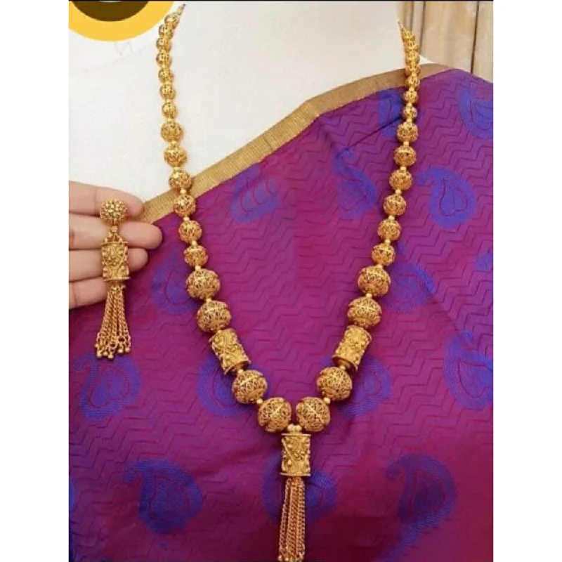 Fashionable Rope Necklaces-India Art Gold Plated Long Necklace Set