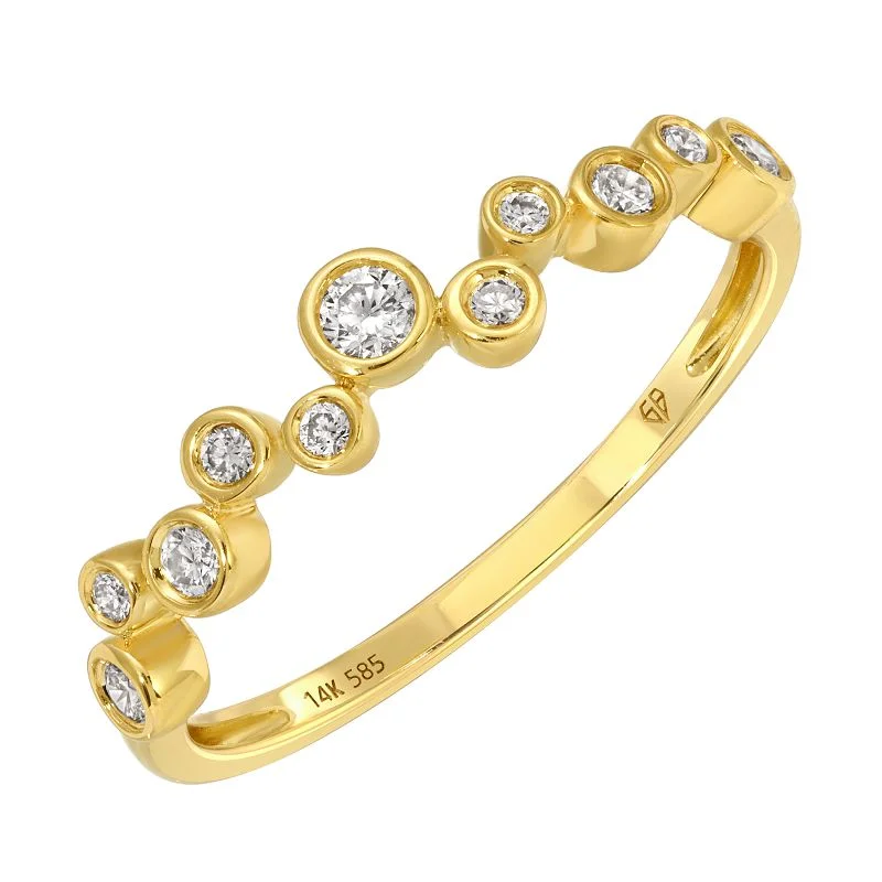 Round Diamond Engagement Rings-14k Yellow Gold Bezel Diamond Ring