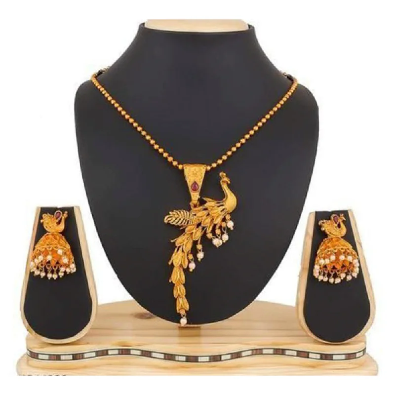 Light Blue Gemstone Necklaces-Sai Fashion Gold Plated Necklace Set