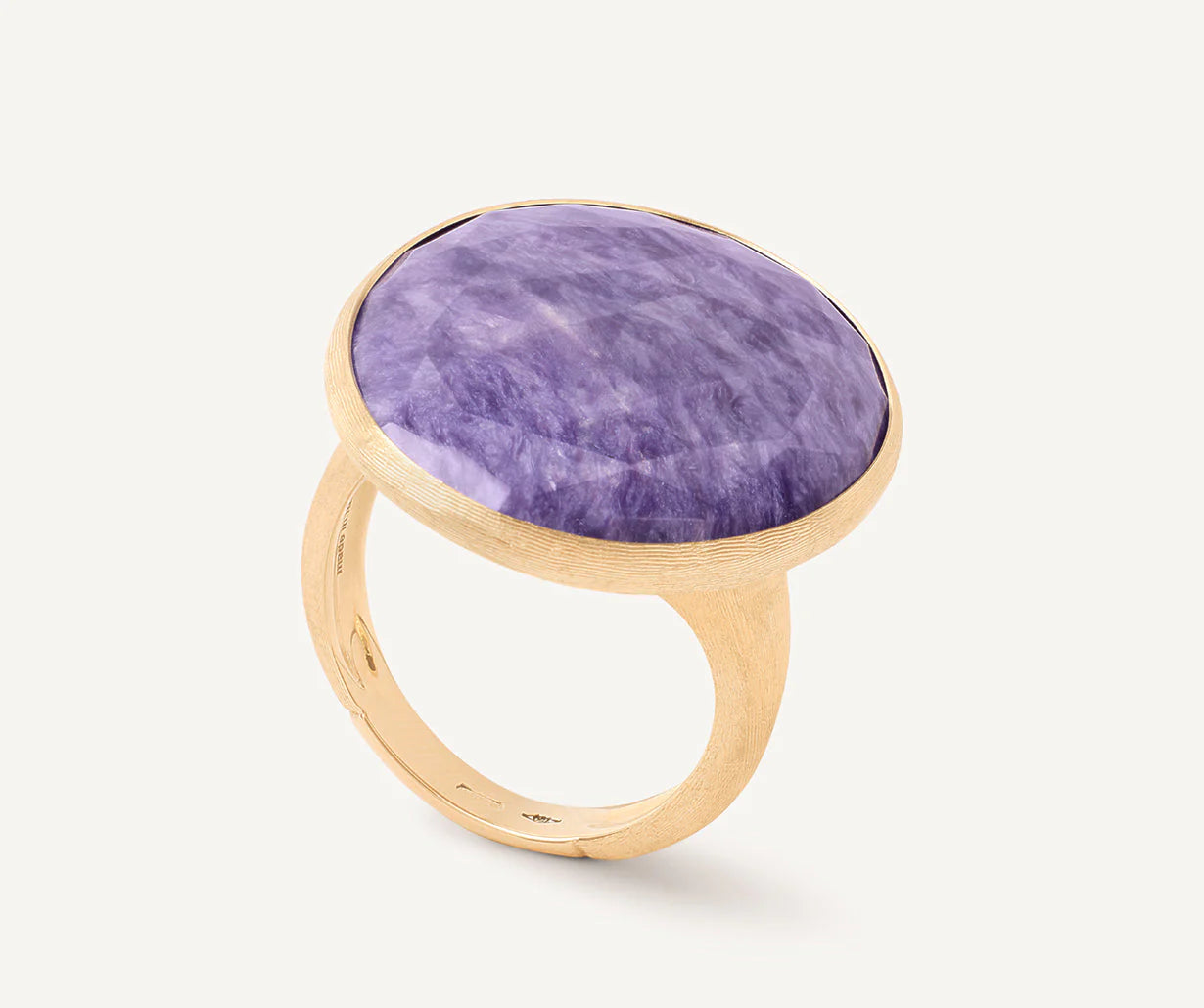 Simple Rose Gold Rings-Lunaria Yellow Gold Cocktail Ring With Charoite