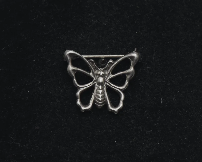 Custom Floral Brooch-Vintage Sterling Silver Butterfly Brooch