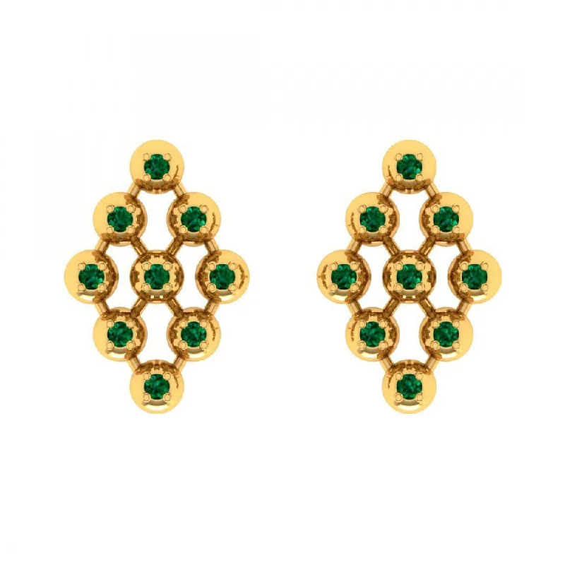 Turquoise Stud Earrings-14KT (585) Yellow Gold Earrings For Women