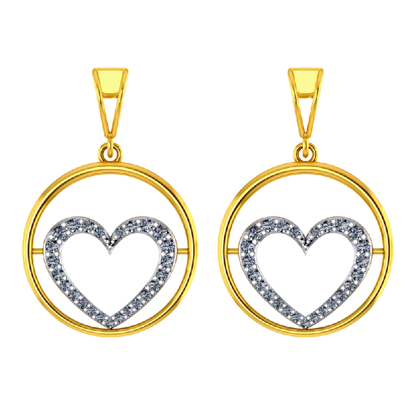 Silver Ear Cuffs-Beautiful 18k Diamond Circular Earrings With A Heart Shape Design In It