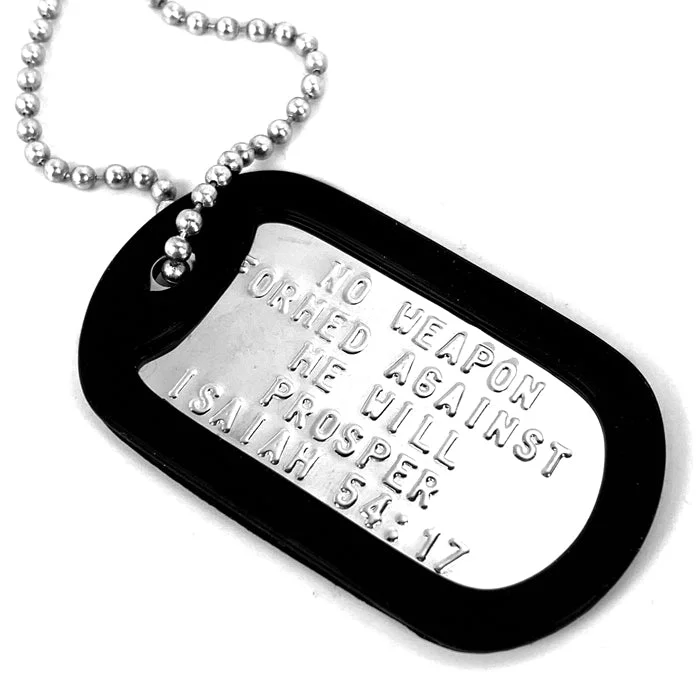 Custom Engraved Necklaces-Nothing Formed Against Me Will Prosper Dog Tag Silencer Necklace