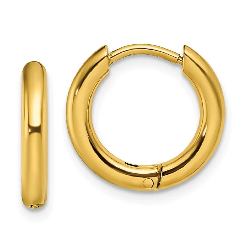 Golden Crystal Earrings-Stainless Steel Polished Yellow IP-plated 2.5mm Hinged Hoop Earrings