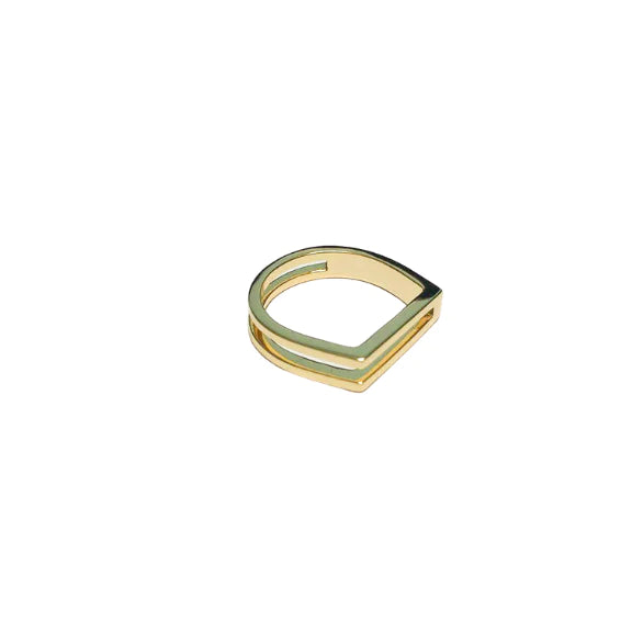 Luxury Gold Rings-Gold Square Open Double Bar Ring