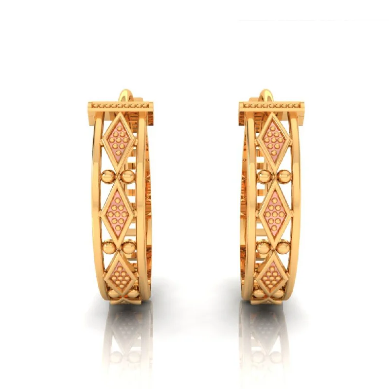 Sparkly Drop Earrings-18k Unique Gold Earrings With A Series Of Diamond Shaped Design