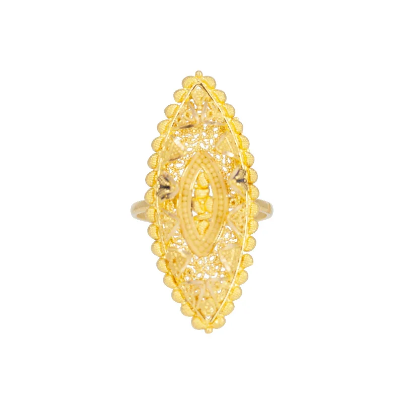 Adjustable Rings for Women-22K Yellow Gold Filigree Eye Ring