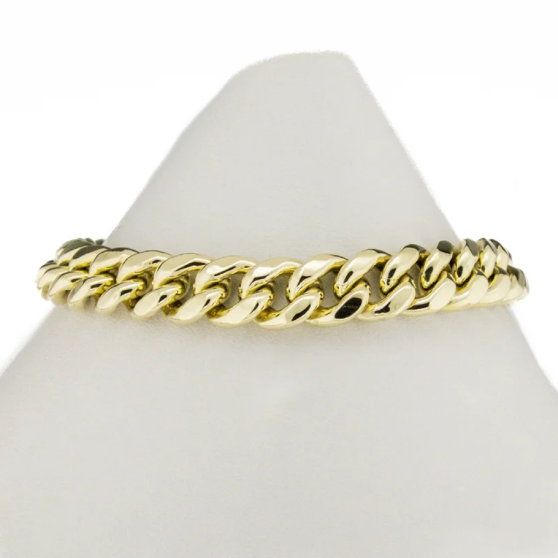 Dainty Gold Bracelets-Hollow Curb Link 7.50" Bracelet in 10K Yellow Gold - 16.5 Grams