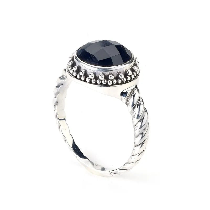 Wedding Rings with Colored Stones-Batur Ring- Onyx