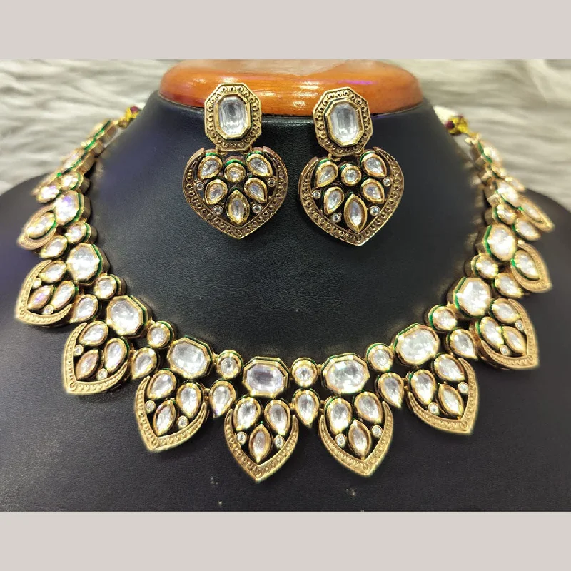 Sparkling Swarovski Necklaces-Jain Jewellers Gold Plated Kundan Necklace Set