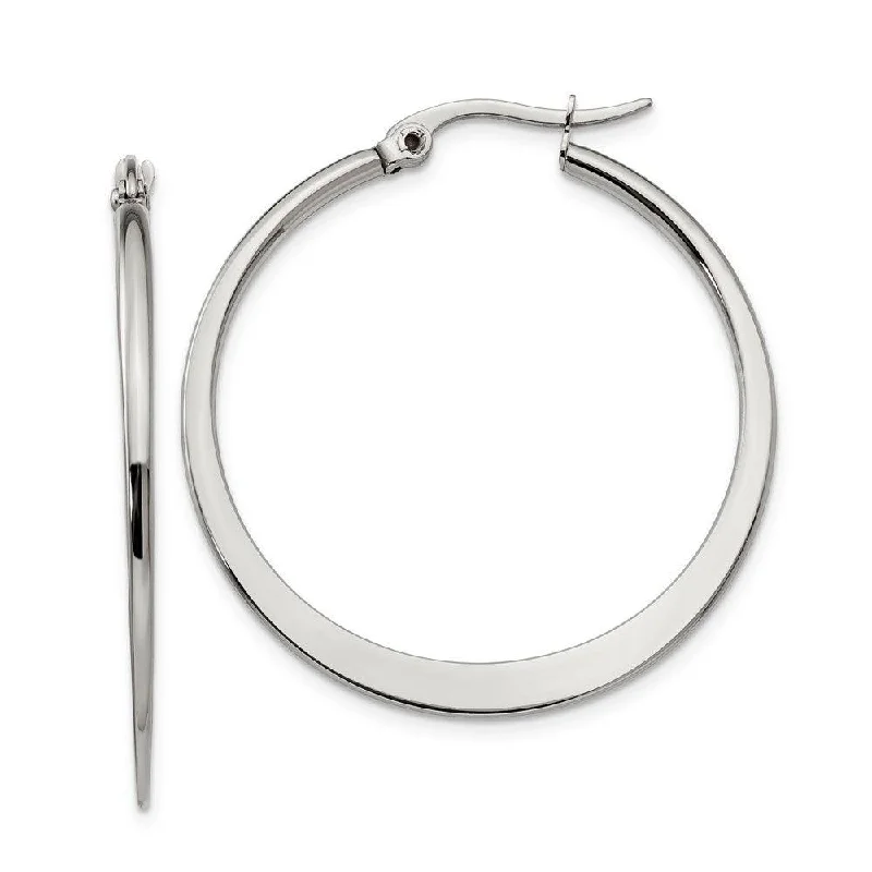 Sparkling Gem Earrings-Stainless Steel 34mm Diameter Hoop Earrings