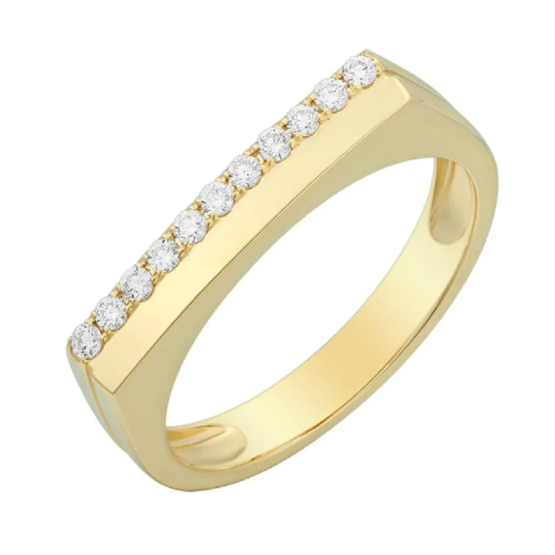 Silver Promise Rings-Signet Diamond Gold Ring