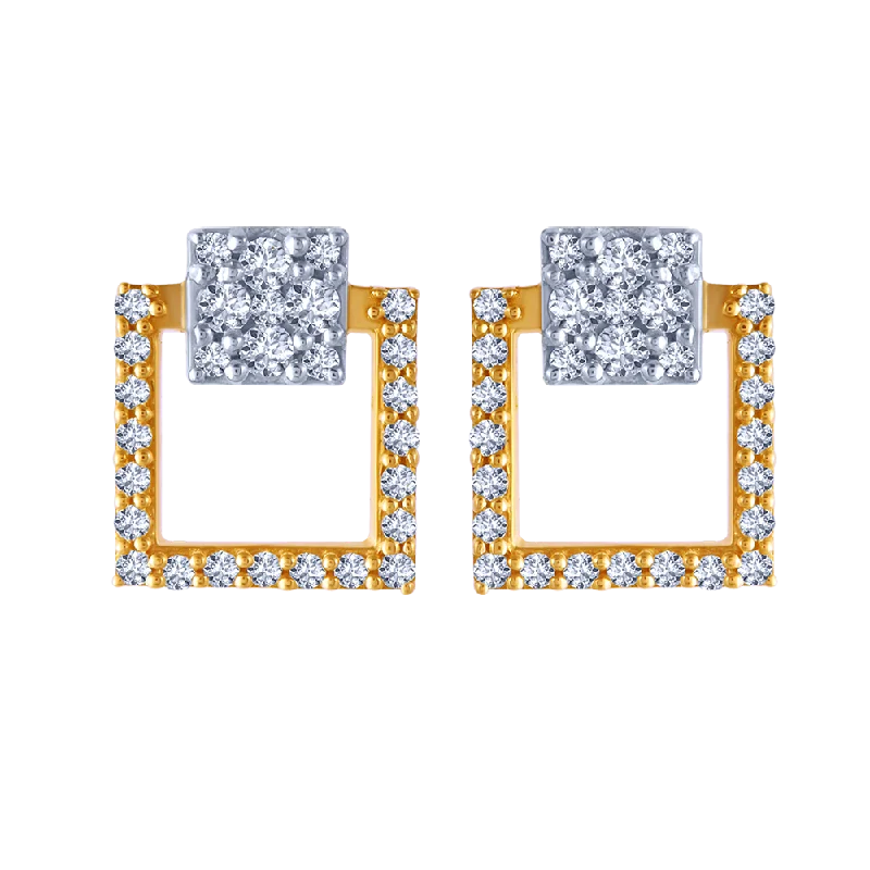 Bridal Earrings for Bridesmaids-18k Elegant Square Diamond Stud Earrings