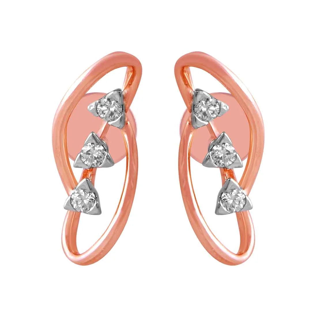 Chic Silver Dangle Earrings-14KT (585) Rose Gold & Diamond Stud Earrings