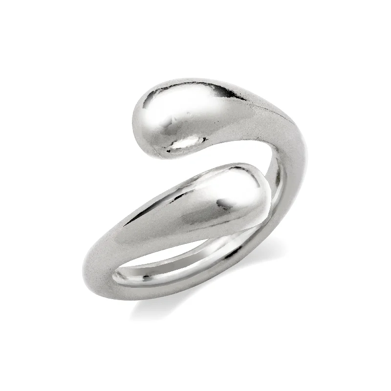 Simple Engagement Rings-Teardrop Twisted Open Ring .925 Sterling Silver