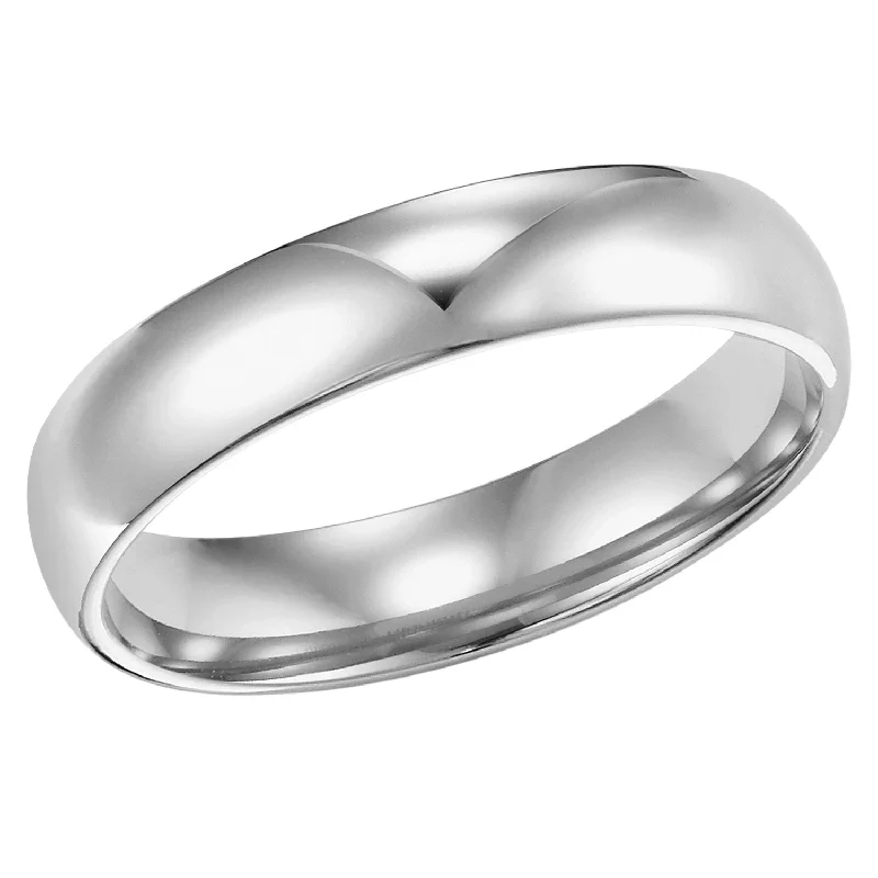 Modern Wedding Bands for Men-4mm Comfort Fit Low Dome Wedding Band, Polished