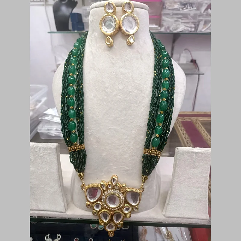 Stylish Layered Necklaces-Exotica Collection Gold Plated Kundan And Pearl Necklace Set