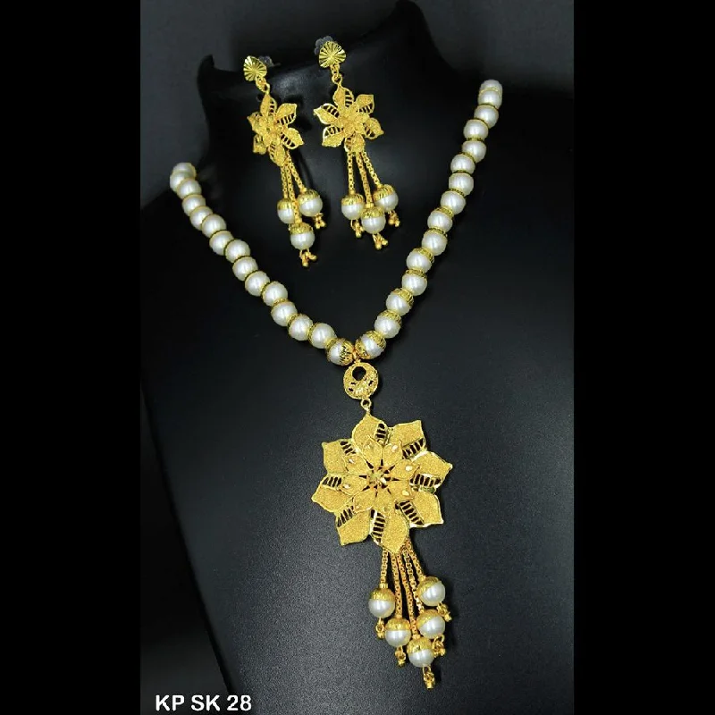 Beaded Tribal Necklaces-Mahavir Forming Gold Necklace Set - KP SK 28 SET