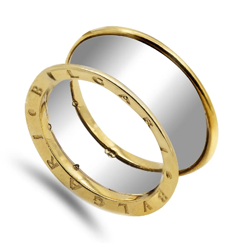 Elegant Gemstone Wedding Rings-18K Two Tone Gold Bulgari Men's Ring