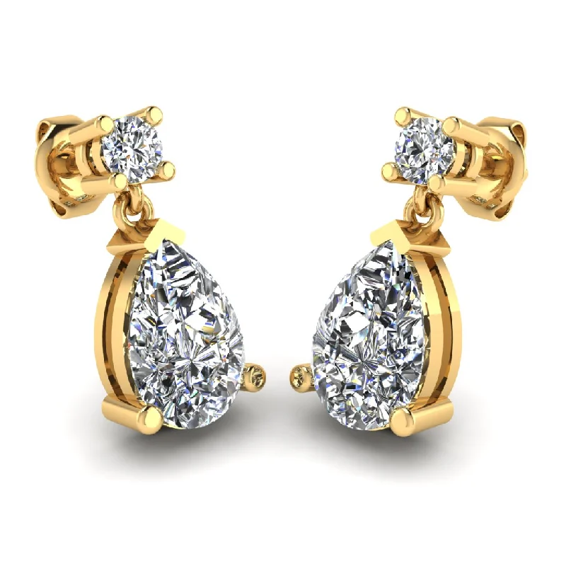 Chic Crystal Earrings-Pear Shape Natural Diamond Drop Earrings EDPSD