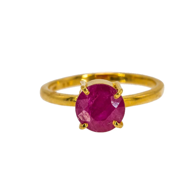 Rose Gold Engagement Rings-22K Yellow Gold Ruby Ring W/ Classic Prong Set