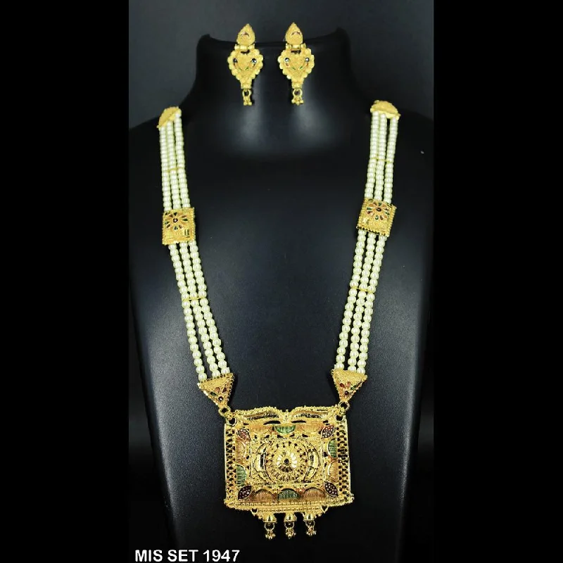 Designer Necklaces for Women-Mahavir Forming Gold Necklace Set - MIS 1947 SET