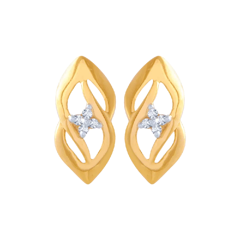 Silver Ear Cuffs-14KT (585) Yellow Gold And American Diamond Stud Earrings For Women