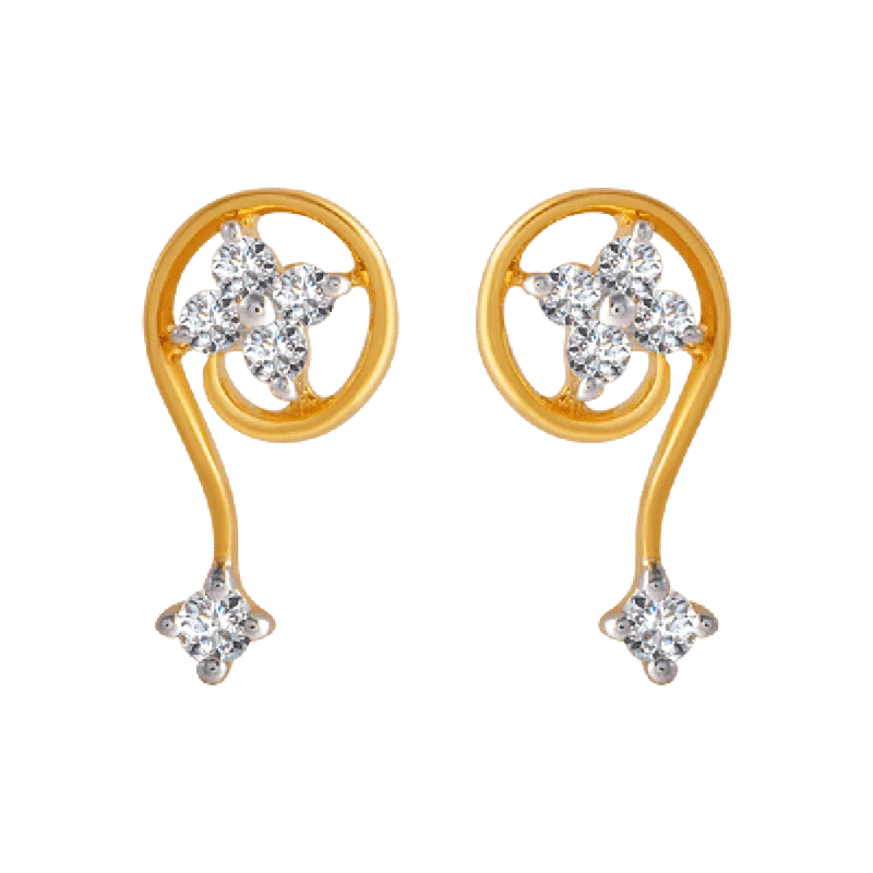 Luxury Diamond Earrings-18KT (750) Yellow Gold And Diamond Clip-on Earrings For Women