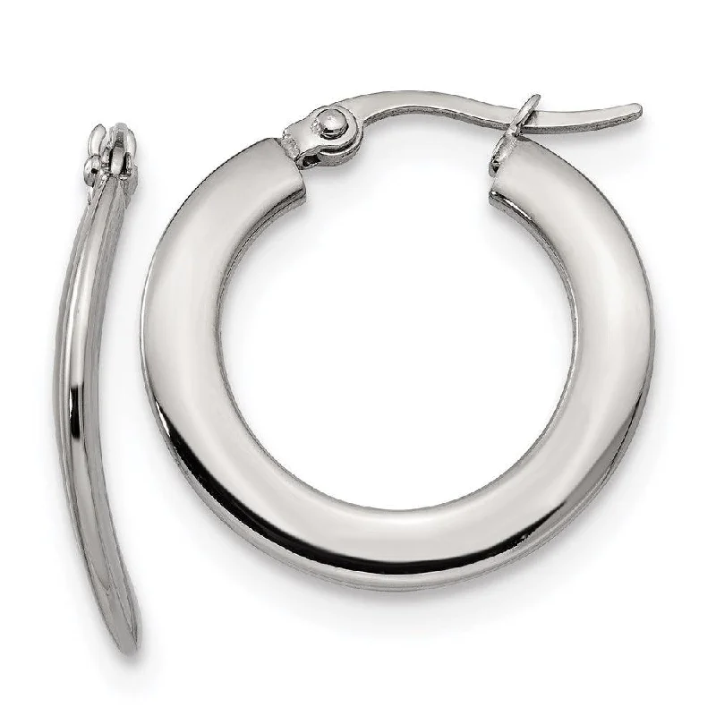 Long Dangle Earrings-Stainless Steel Polished Hoop Earrings