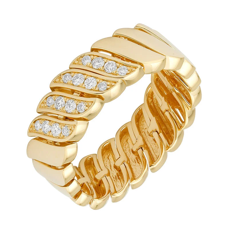 Personalized Infinity Rings-Half Diamond Braided Gold Ring