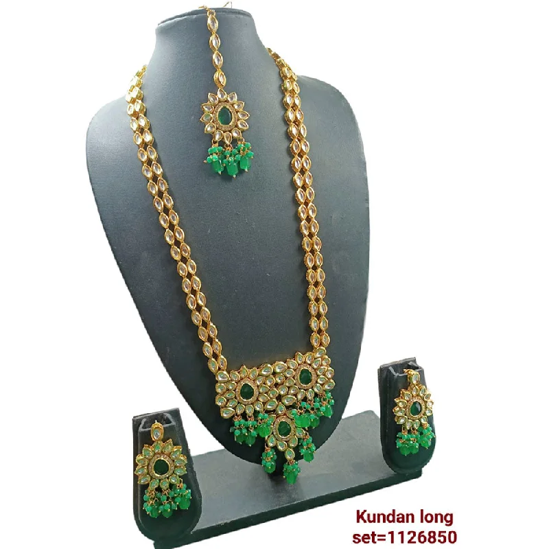 Luxury Necklaces with Diamonds-Padmawati Bangles Kundan Stone Gold Plated Necklace Set