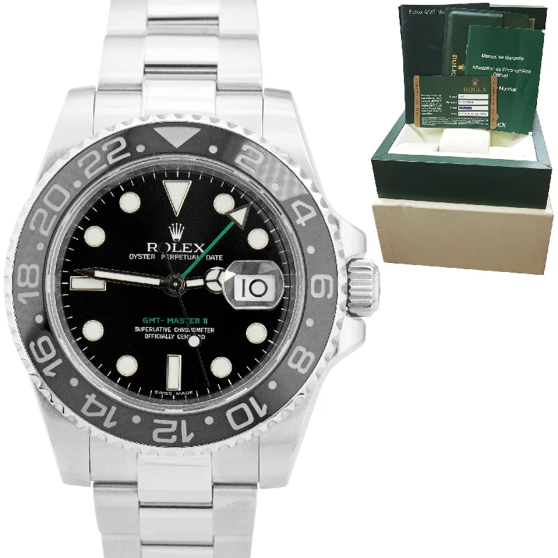 Digital Touchscreen Watches for Men-Rolex GMT-Master II Black 40mm Ceramic Stainless Steel Oyster Date Watch 116710