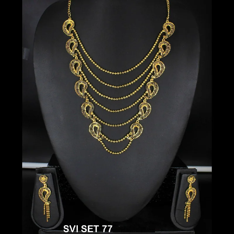 Chunky Statement Necklaces-Mahavir Forming Gold Necklace Set - SVI SET 77