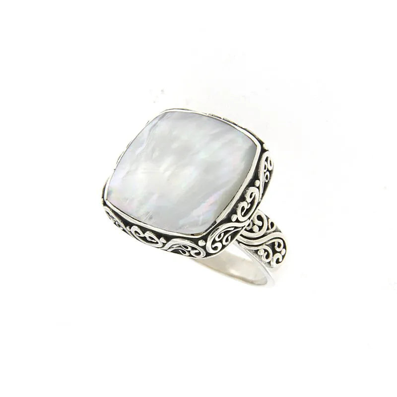 Silver Wedding Rings for Men-Wander Ring- Mother Of Pearl