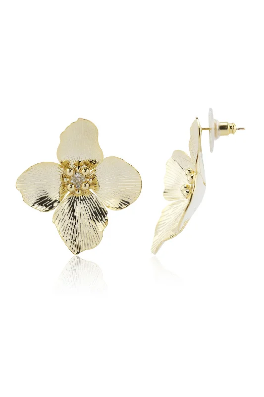 Classic Pearl Earrings-Beatrix Gold Flower Earrings