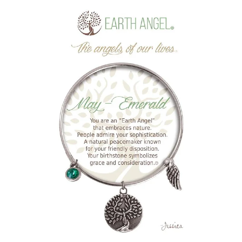 Personalized Couple Bangles-Earth Angel : May – Emerald Bracelet in Silver