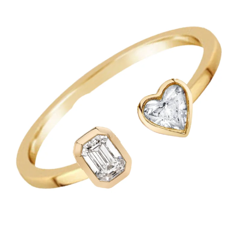 Affordable Engagement Rings-Double Diamond Shape Ring