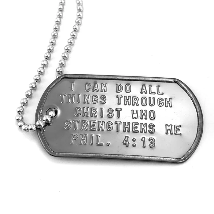 Affordable Necklaces for Women-I Can Do All Things Through Christ Dog Tag Necklace