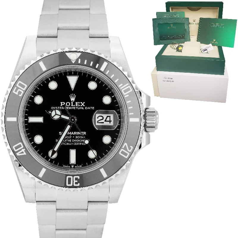 Designer Men’s Watches-NEW APRIL 2022 Rolex Submariner 41mm Date Steel Black Ceramic Watch 126610 LN