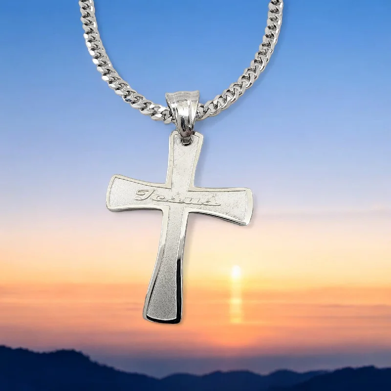 Zodiac Sign Necklaces-Cross Jesus Stainless Steel Chain Necklace