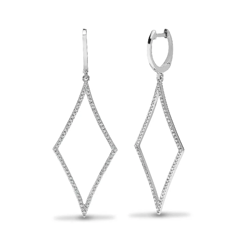 Luxury Earrings for Brides-DIAMOND DROP EARRINGS IN 9K WHITE GOLD