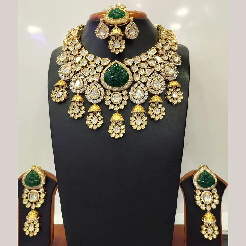 Rose Gold Necklaces for Women-Jain Jewellers Gold Plated Kundan Necklace Set