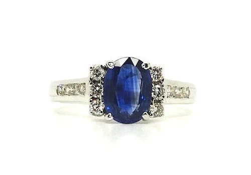 Fashion Rings for Women-Blue Sapphire & Diamond Hot Cake Ring AD No. 0406