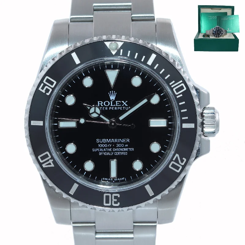 Stylish Chronograph Watches-Rolex Submariner No-Date 114060 Steel Black Ceramic 40mm Watch Box