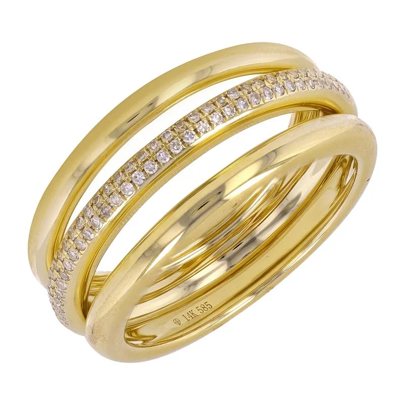 Custom Wedding Bands-Bold Diamond Ring in Yellow Gold