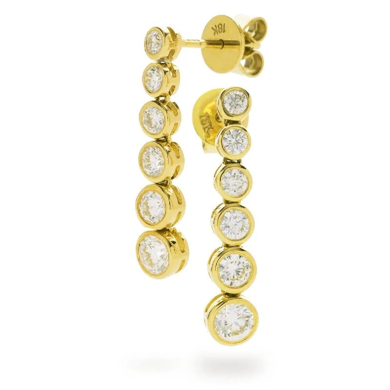 Gold-Plated Earrings for Women-DIAMOND IN RUB OVER SETTING DOP EARRINGS IN 18K YELLOW GOLD