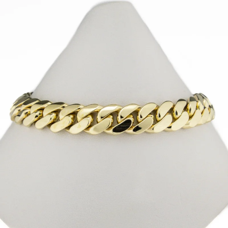 Adjustable Friendship Bracelets-10mm Wide Solid Cuban Link 8.5" Bracelet in 14K Yellow Gold - 64.4 grams